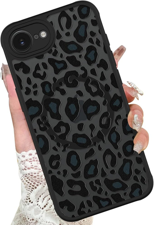 KANGHAR Case for iPhone 16e Phone Case [Compatible with Magsafe] Leopard Printed Pattern Cute Cheetah Protective Magnetic Case for Girls Women Men 6.1"