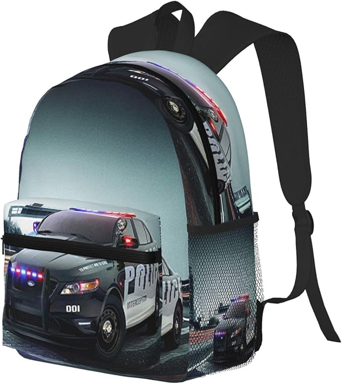 Backpack Police Car, Travel Laptop Backpacks Casual College Daypack School Bag for Boys Girls Men Adult One Size