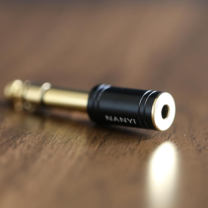 NANYI 1/4'' Male to 1/8'' Female Stereo Headphone Adapter Connect Cable, Upgrade 6.35mm Jack Stereo Socket Male to 3.5mm Jack Stereo Plug Female for Headphone, Amp Adapte, Black 1-Pack