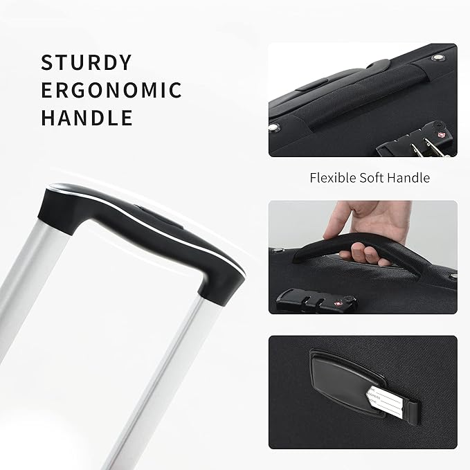 Merax Softside Luggage Set Softshell Lightweight 3 Piece Spinner Suitcase 22" 26" 30" Black