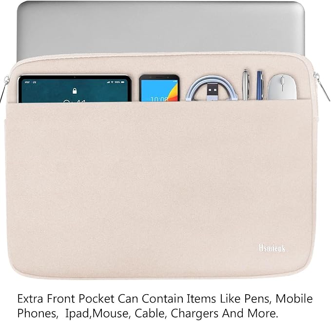 Laptop Sleeve 15.6 inch, Shockproof Protective Notebook Case with Accessory Pocket, Briefcase Carrying Laptop Bag for 15.6" HP, ASUS, Dell, Lenovo, Acer - Light Pink