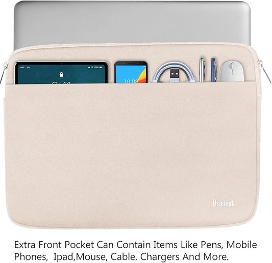 Laptop Sleeve 15.6 inch, Shockproof Protective Notebook Case with Accessory Pocket, Briefcase Carrying Laptop Bag for 15.6" HP, ASUS, Dell, Lenovo, Acer - Light Pink