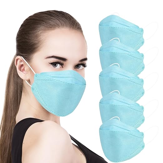 akgk KN95 Face Masks 50 Pack, 5-Ply Disposable Blue Face Mask Against PM 2.5 Smoke and Dust