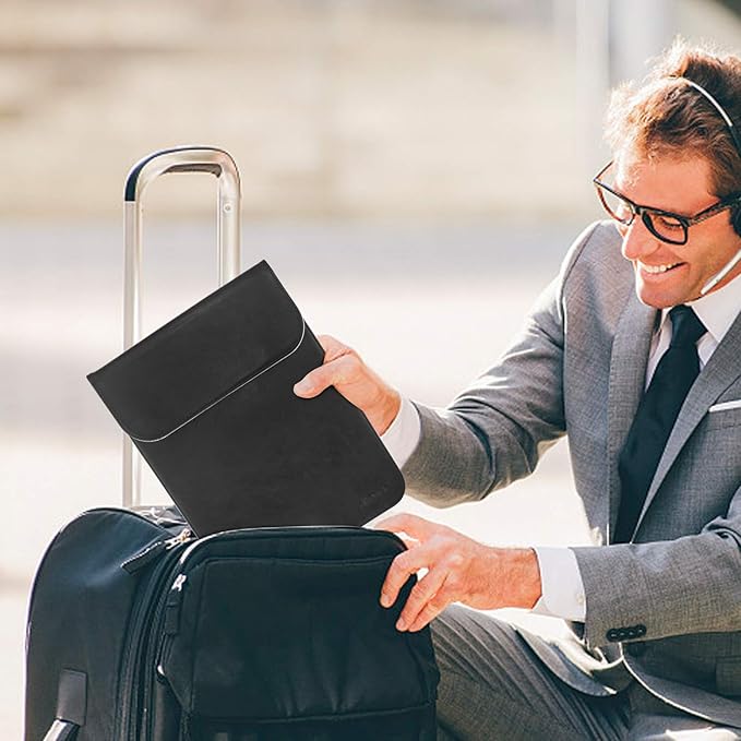 Allinside 15-16 inch Laptop Sleeve Case Compatible with MacBook Air 15 2023-2025/MacBook Pro 16 2021-2024, Waterproof PU Leather Laptop Sleeve Bag Protective Vertical Case Cover, Black