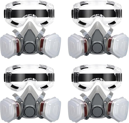 6200 Respirator Mask with Filters, Reusable Anti-fog Glass Gas Mask with Activated Carbon Filters