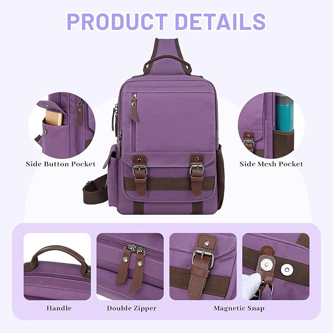 mygreen Canvas Cross Body Messenger Bag Shoulder Sling Backpack Travel Rucksack