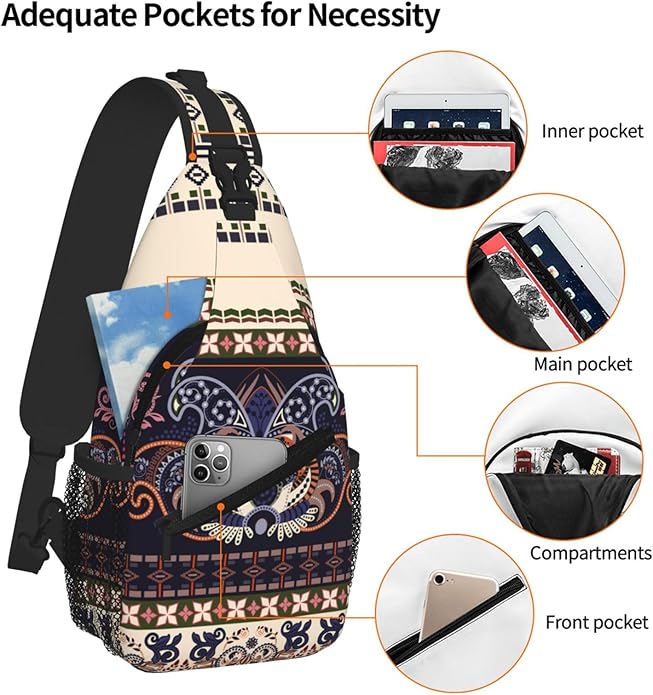 Cross Chest Bag Diagonally for Men Shoulder Bag for Travel Hiking Trendy Sling Bag with Adjustable Shoulder Strap