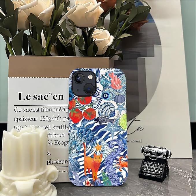 Case for iPhone 15 Plus,Leopard Cherry Shell Aesthetics for Woman Men Full Body Protective Cover Shockproof 2 in 1 Silicone + Hard PC Case for iPhone 15 Plus