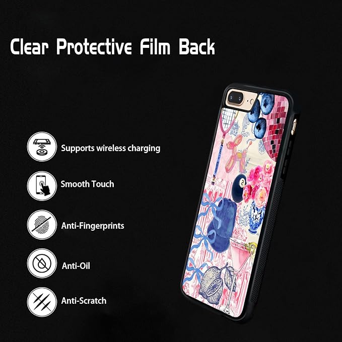 Aesthetic Collage Shockproof Protective Trendy Preppy Phone Case for iPhone 7Plus/8Plus Cute Flower Bow Case