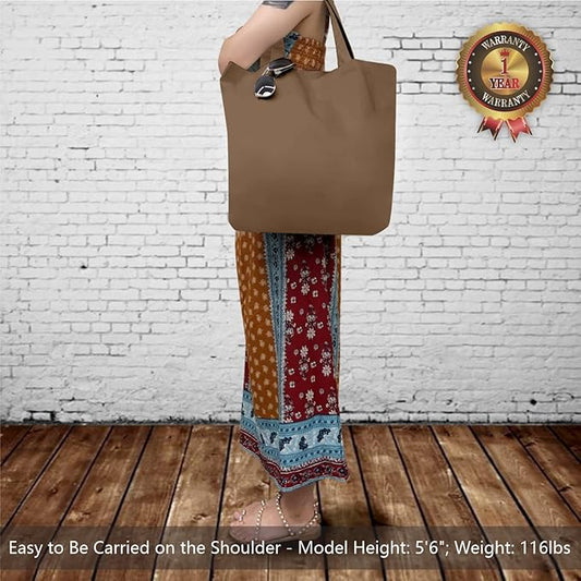 TOPDesign 3-Pack Super Strong Large 12oz Cotton Canvas Tote Bags, Reusable Grocery Shopping Cloth Bags, Fashionable Two-Tone Totes for Crafts, DIY Your Creative Designs