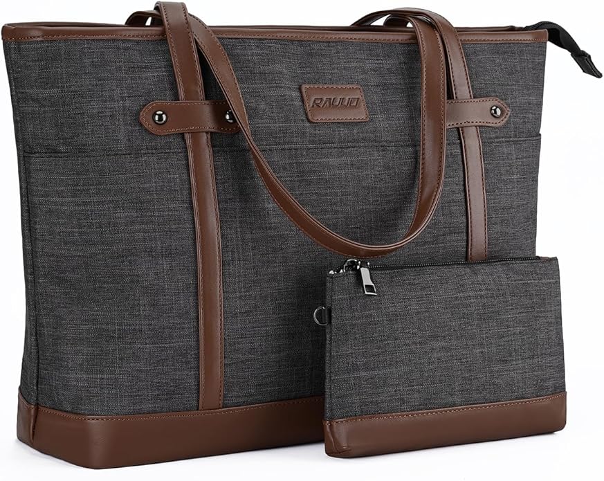 RAVUO Laptop Tote Bag for Women, Water Resistant 15.6 Inch Computer Handbag Purse Teacher Bag With Portable Small Pouch