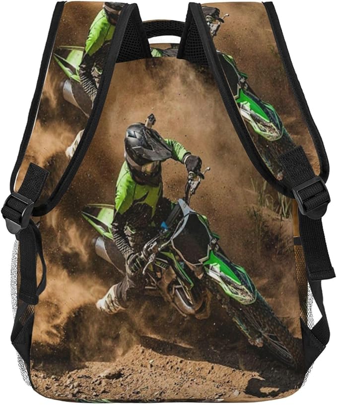 Motocross Dirt Bike Backpack for Boys Girls Men, Travel Laptop Casual College Daypack Back to School Bag One Size