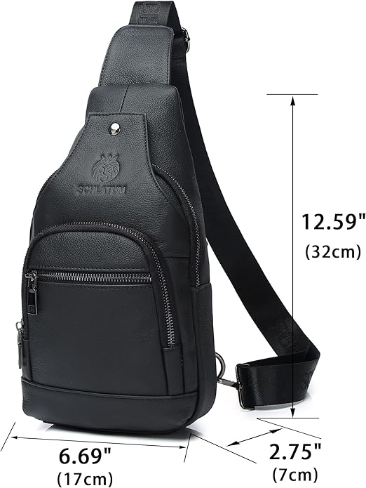 LUKZIJAES Genuine Leather Sling Bag for Men