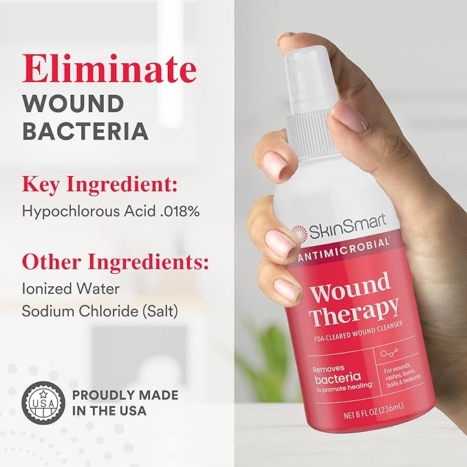 SkinSmart Antimicrobial Wound Therapy, Hypochlorous Acid Safely Removes Bacteria so Wounds Can Heal, 2 Ounce Clear Spray (Pack of 3)