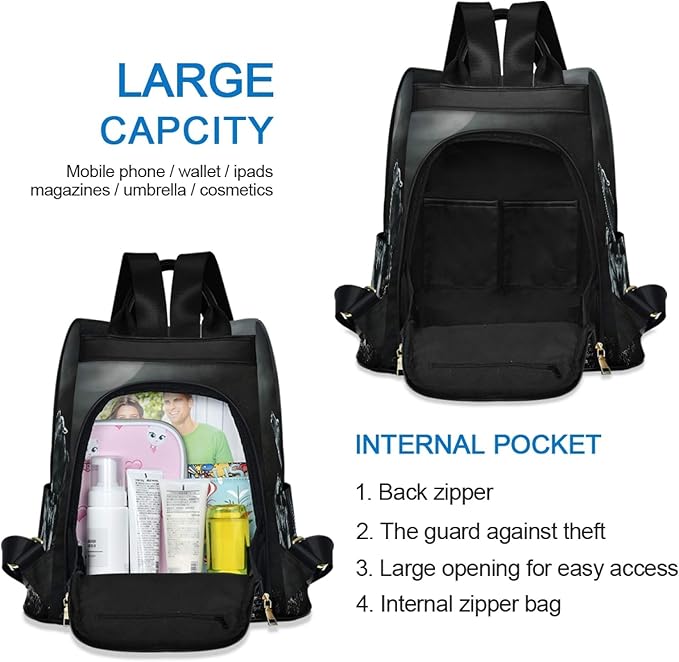 ALAZA Wolf Animal Print Moon Backpack Purse for Women Anti Theft Fashion Back Pack Shoulder Bag