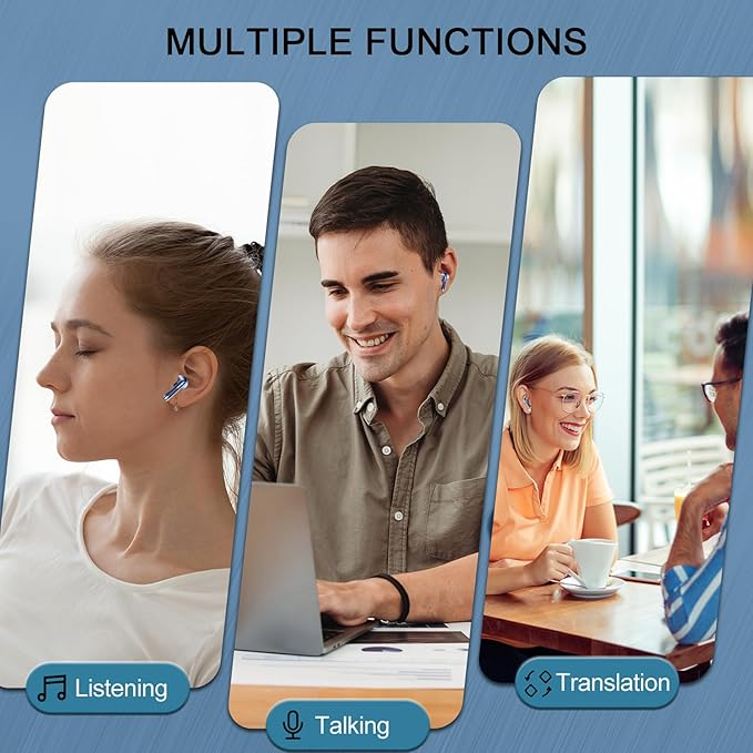 Language Translator Earbuds Real Time, AI Translation Earbuds Real Time with 164 Languages & 5 Modes, 3-in-1 Bluetooth 5.4 Translator Device, 42H Translatior Headphones Business, Learning, Blue