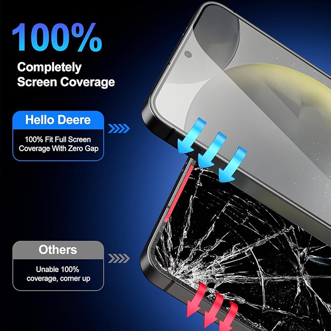 Compatible with Samsung Galaxy S24 Screen Protector Clear,[100% Fingerprint Unlock][Shatterproof][Anti-Reflection & Anti-Fingerprint]3D Full Coverage 9H Screen Protector,Easy Install,2 Pack