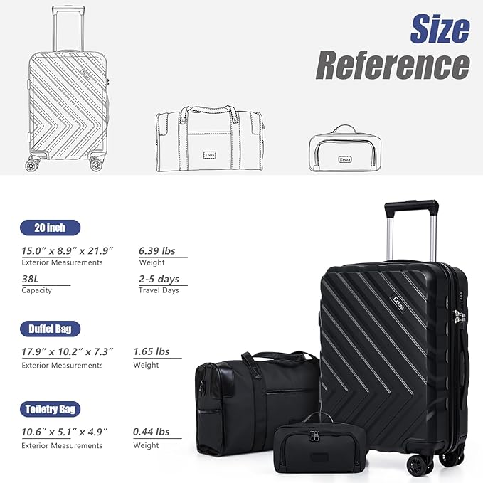 Luggage Sets 3 Piece,Suitcases with Wheels,Carry On Luggage Set 22x14x9 Airline Approved,Hardshell Luggage Sets With TSA Lock,20 Inch Carry On Suitcase