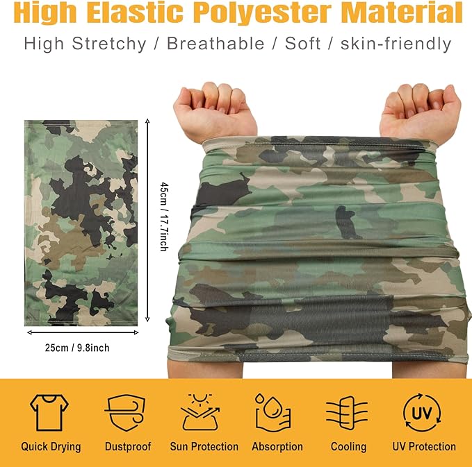 HONGTEYA 6 Pack Neck Gaiter Face Mask: Breathable Windproof Face Cover Balaclava High Elastic Earloop Bandana for Men Women