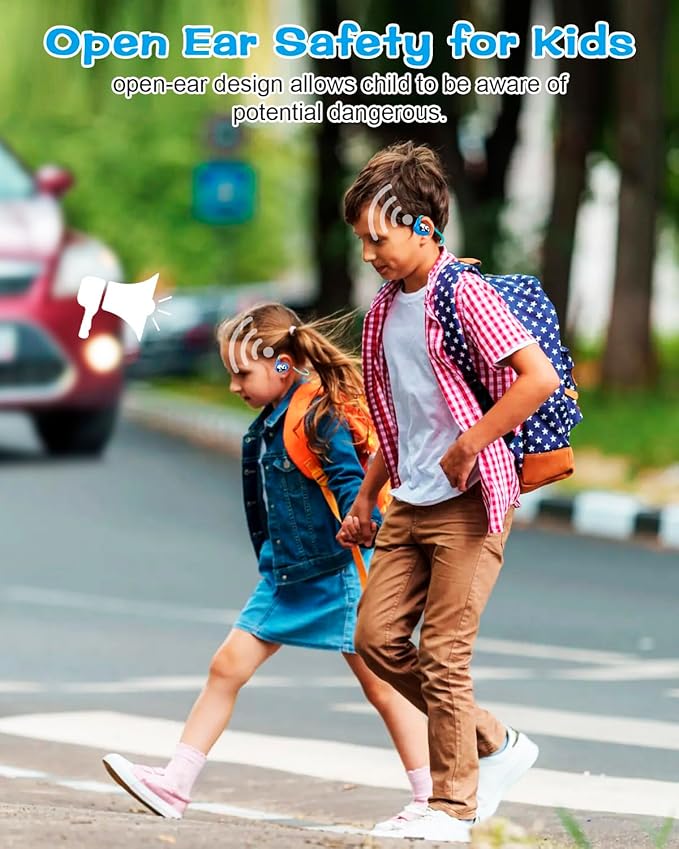 BANIGIPA Kids Headphones, Open Ear Headphones, Wireless Bluetooth 5.4 Headset w/Mic for Calling Studying Traveling, 13g Ultra-Light Comfort, 85dB Healthy Volume Control Protect Hearing, 10H Playtime
