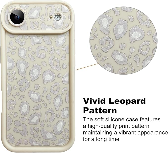 KANGHAR Case Compatible with iPhone Air Leopard Printed Pattern Cute Cheetah Phone Case Soft TPU Shockproof Protective Cover Designed for iPhone Air 6.5 Inch Beige with Gray Prints