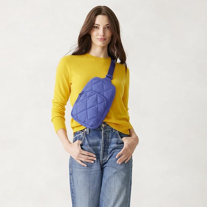 Vera Bradley Women's Lorman Sling Backpack-Featherweight Bag, Lotus Montage Roasted Pecan, One Size