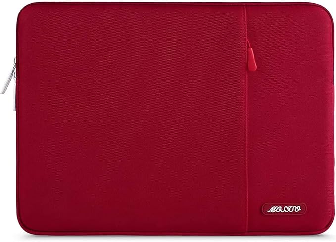 MOSISO Laptop Case 13.3 inch, 13-13.3 inch Laptop Sleeve Compatible with MacBook Air/Pro 13 / Pro 14, HP Dell ASUS Lenovo Notebook, Polyester Vertical Computer Sleeve Bag with Pocket, Red