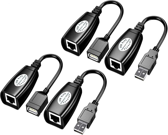 USB Over Cat6，SNLLMZI USB RJ45 Extender Over Cat5/Cat5e/Cat6/Cat7/Cat8 Cable Extension Cable Connector Adapter - 2 Pairs