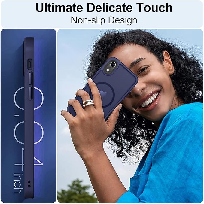 MOCCA Strong Magnetic for iPhone XR Phone Case, [Compatible with Magsafe][Mil-Grade Drop Protection] Slim Thin Translucent Matte Protective Cover Case for iPhone XR Case 6.1'', Deep Blue