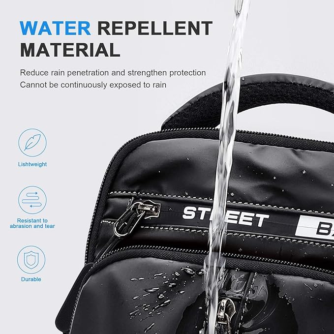 Small Black Sling Crossbody Bag for Men Women, Tactical Backpack Shoulder Daypack Mini Anti-Theft Motorcycle Chest Bags, Small One Strap Backpack for Casual Travel Hiking Outdoor Sports School