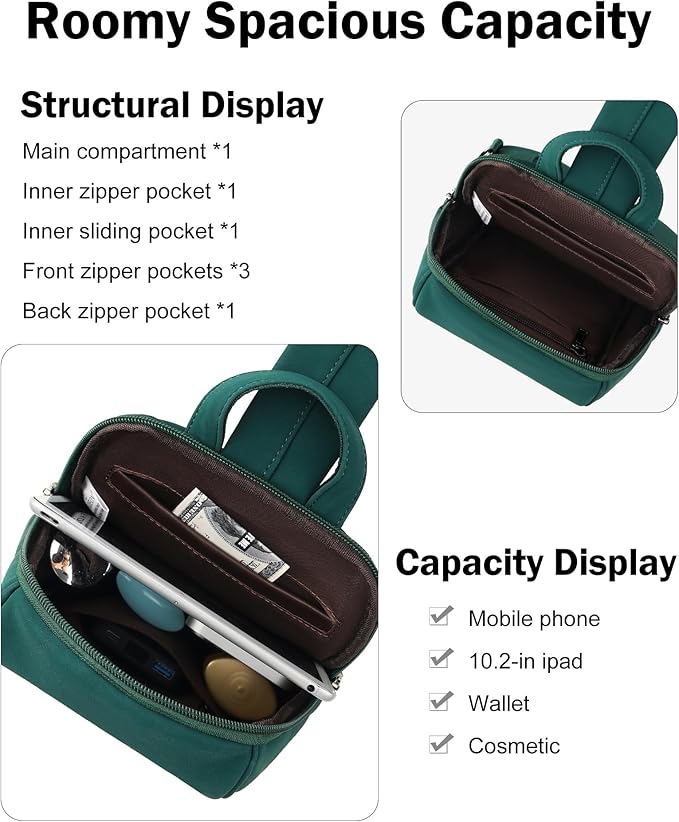 FADEON Sling Bag for Women, Crossbody Purse with Tassels, Designer Leather Shoulder Chest Bags for Travel