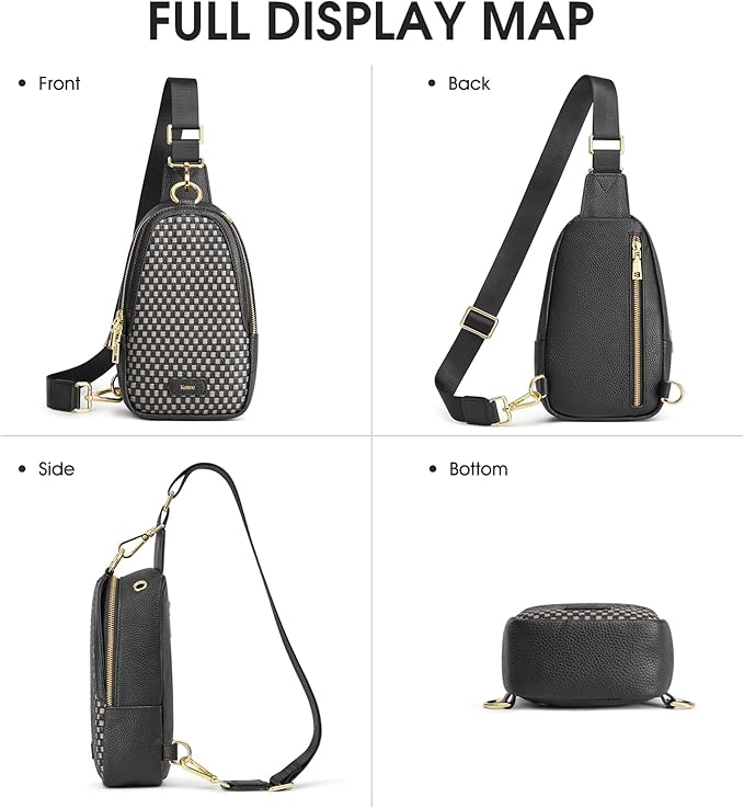 Kattee Sling Crossbody Bag for Women, Leather Fanny Pack Crossbody Sling Bags, RFID Purse Chest Bag Small Daypack for Women