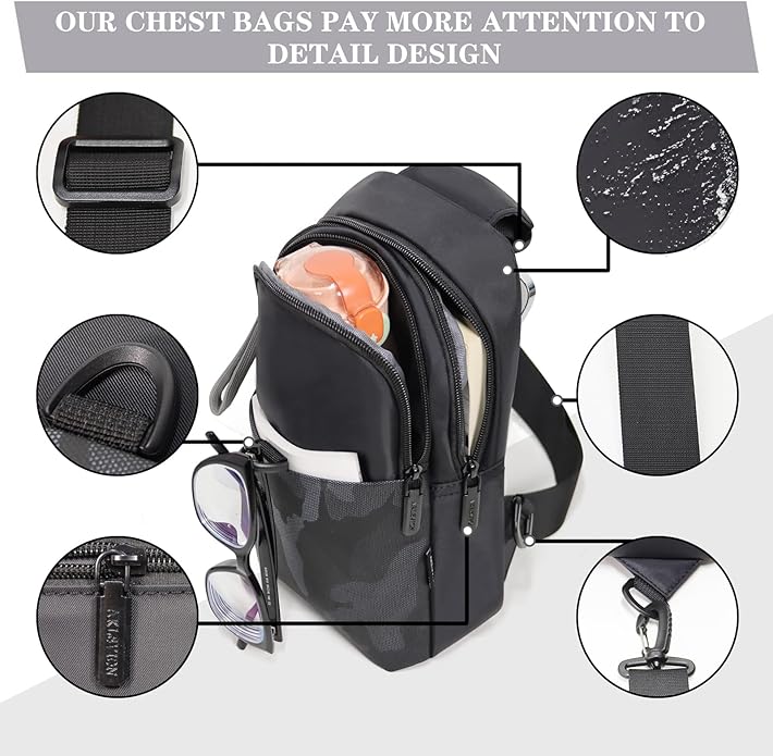 Waterproof Sling Bag Crossbody Bag for Travel Small Chest Bag for Women and Men travel sling bag for men