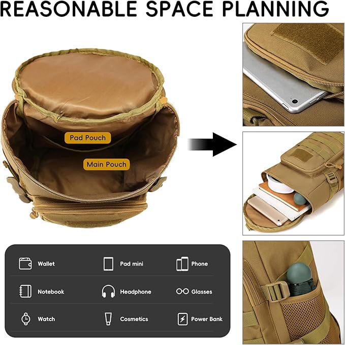 Tactical Sling Bag, Military Shoulder Backpack for Men Durable Cross Body Bucket Bags EDC MOLLE Pack Outdoor Sport