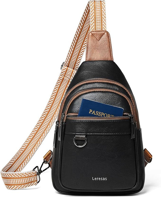 7L Sling Bag for Women Men Vegan Leather Crossbody Bags Fanny Pack Purse Backpack Over Shoulder Bag Travel Anti Theft