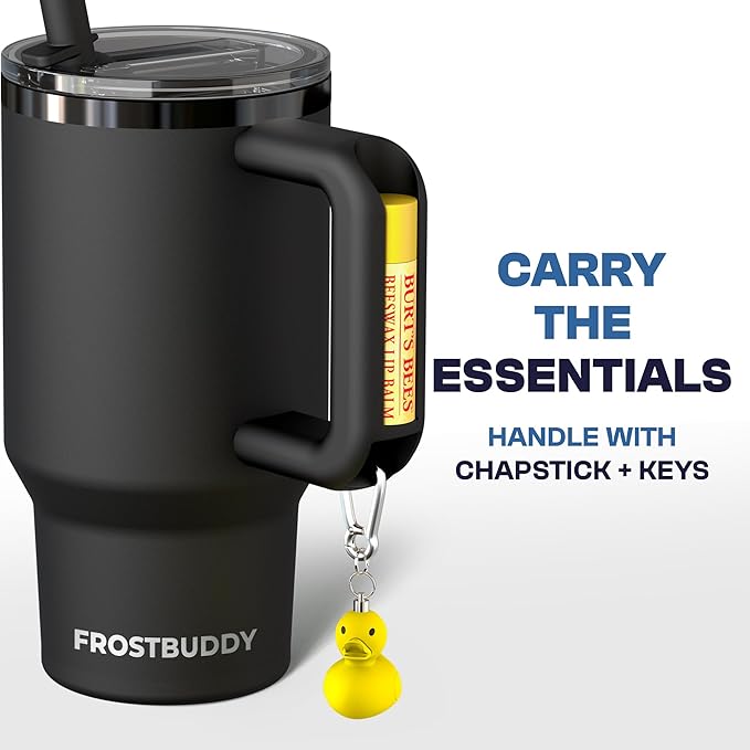 Frost Buddy Thicc Buddy - 16 oz Stainless Steel Vacuum Insulated Tumbler with Lid and Straw for Water - Travel Mug Cupholder Friendly - Gifts for Women Men Him Her (Navy)