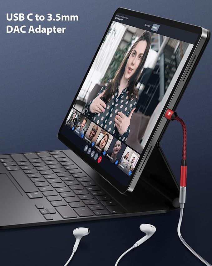 Stouchi USB C to 3.5mm Female Adapter, Type C Headphone Audio Jack Cable Cord Hi-Fi Dongle for Samsung Galaxy S22 S21 Ultra Z Flip Note 20,iPad Mini 6th, Pixel 7/6a - Red