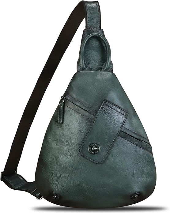 Genuine Leather Sling Bag for Men and Women Classical Real Leather Sling Backpack Purse Crossbody Bag for iPad Pro 11 inch