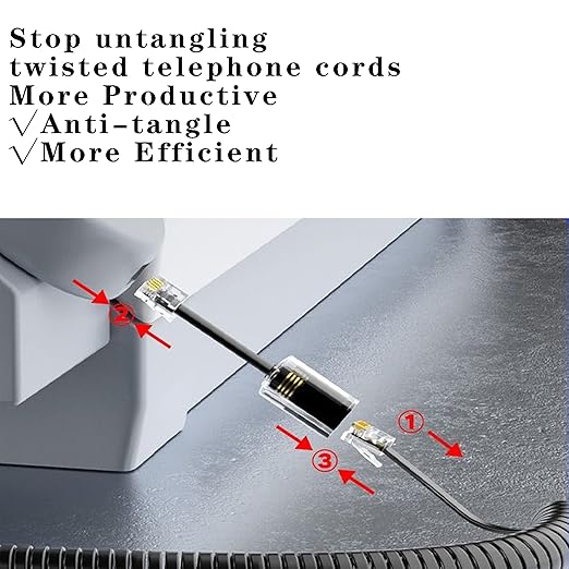 Telephone Cord Detangler, Anti-Tangle Telephone Handset Cable 360 Degree Rotating Landline Swivel Cord Untangler Black (10)