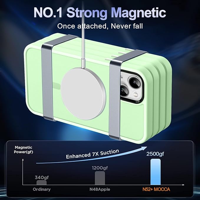 MOCCA Strong Magnetic for iPhone 13 Case, [Compatible with Magsafe][Screen Protector+Camera Lens Protector] Translucent Matte Back Slim Shockproof Case for iPhone 13 Phone Case 6.1", Light Green