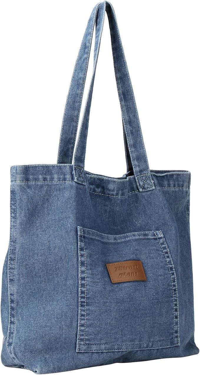 Denim Tote Bag for Women-Shoulder Handbag Perfect for Work Shopping,Hobo Bag
