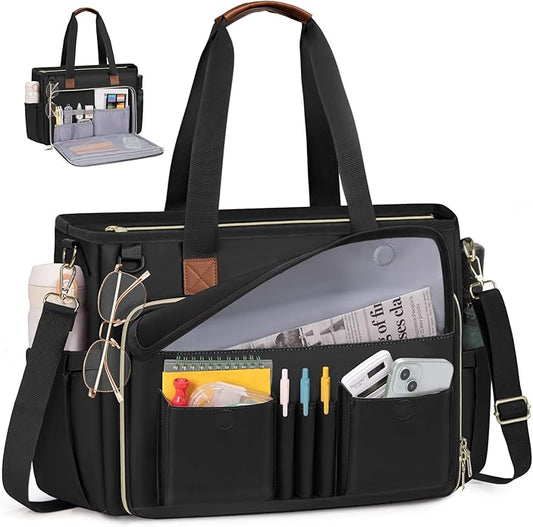 RAINSMORE Teacher Tote Bag 15.6 inch Laptop Bag for Women Work Bags Nurse Bag Lightweight Laptop Tote Computer Briefcase