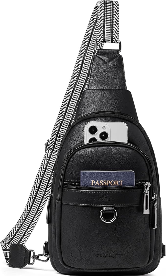 Womens Sling Bag Crossbody Bags for Women Vegan Leather Sling Backpack Daypack Fanny Pack Crossbody Purse Travel