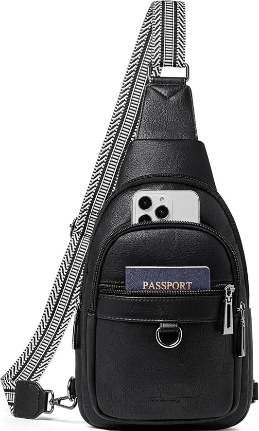 Womens Sling Bag Crossbody Bags for Women Vegan Leather Sling Backpack Daypack Fanny Pack Crossbody Purse Travel