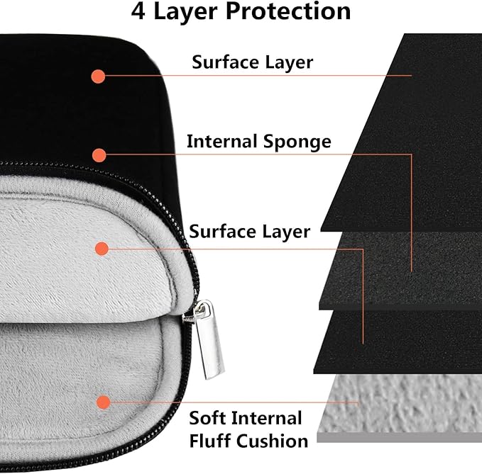 Laptop Case 17 Inch, Durable Shockproof Protective Notebook Sleeve with Accessory Pocket, Briefcase Carrying Bag Laptop Case Compatible with 17-17.3 Inch Computer, Notebook, Black