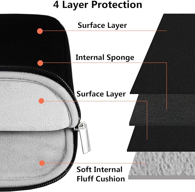 Laptop Sleeve 13.3 inch, Protective Laptop Cover Tablet Carrying Bag Compatible for 13-14 inch MacBook Air/MacBook Pro, Notebook, Chromebook Computer with Accessory Pocket, Black