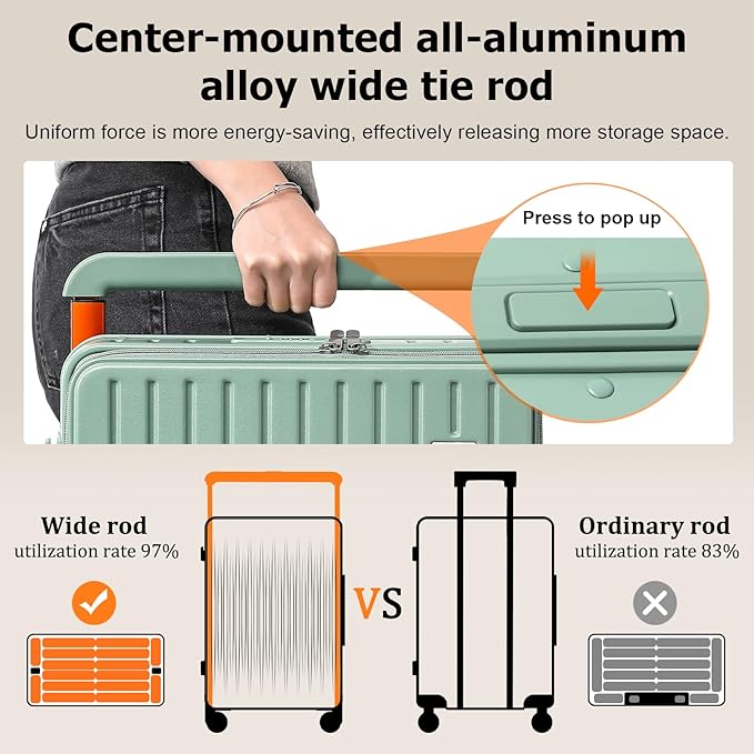 Joyway Hardshell 24 inch luggage with spinner wheels, Lightweight Hardside large checked withTSA Lock (Green, Checked Luggage-24 Inch)