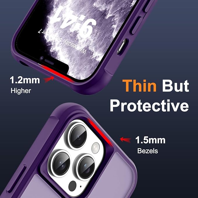 Compatible with iPhone 11 Pro Max Case with Invisible Magnetic O-Ring Stand Military-Grade Translucent Case for iPhone 11 ProMax 6.5" [Compatible with Mag-Safe][Great Grip Feeling], Purple