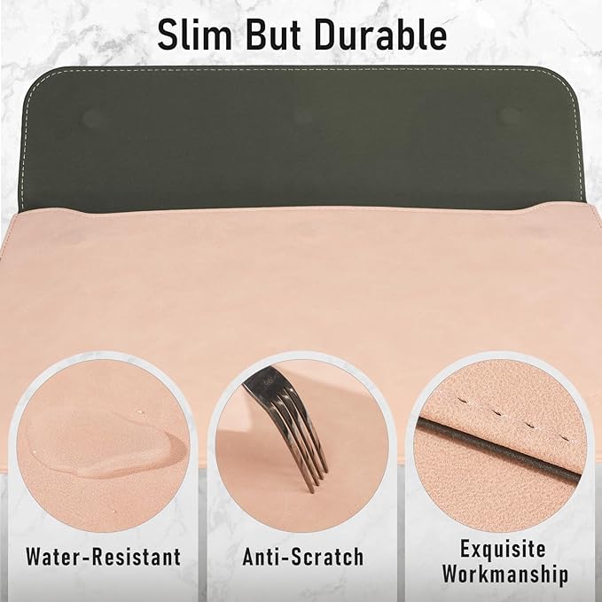 Allinside 13 Inch Laptop Sleeve Case for MacBook Air 13 2018-2025/MacBook Pro 13 2016-2022/Macbook Pro 14 2021-2024, Waterproof PU Leather Horizontal Envelope Protective Case Cover, Flesh Pink