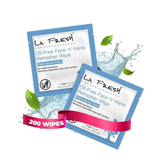 La Fresh Oil-Free Face ‘N’ Hand Refresher Wipes, Made With Natural Japanese Yuzu Scent, Pack of 200 Individually Wrapped Cleansing Wipes, Travel Essentials